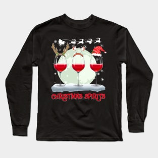 Christmas spirits wine funny shirt gift wine lover Long Sleeve T-Shirt